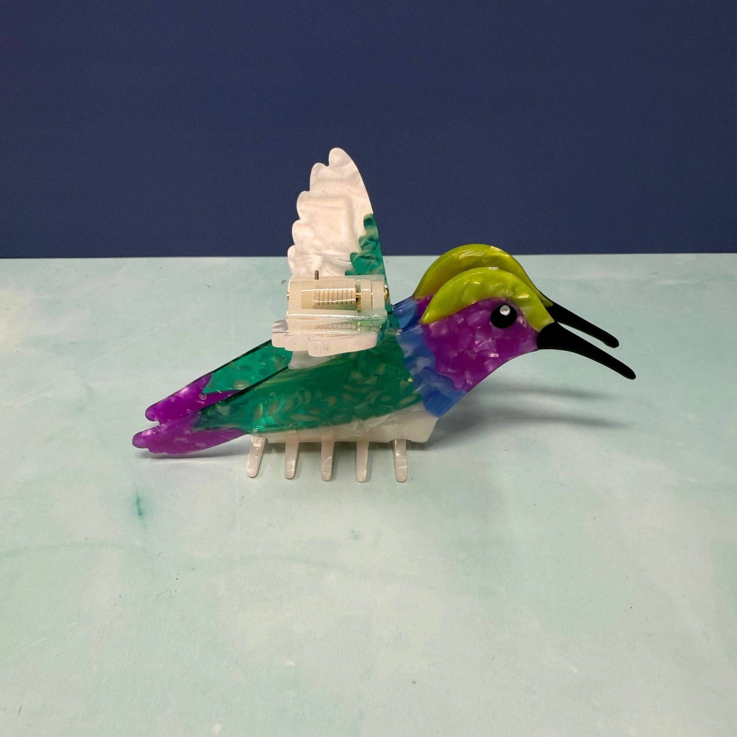 Hummingbird Hair Claw – Iridescent Acrylic Bird Clip