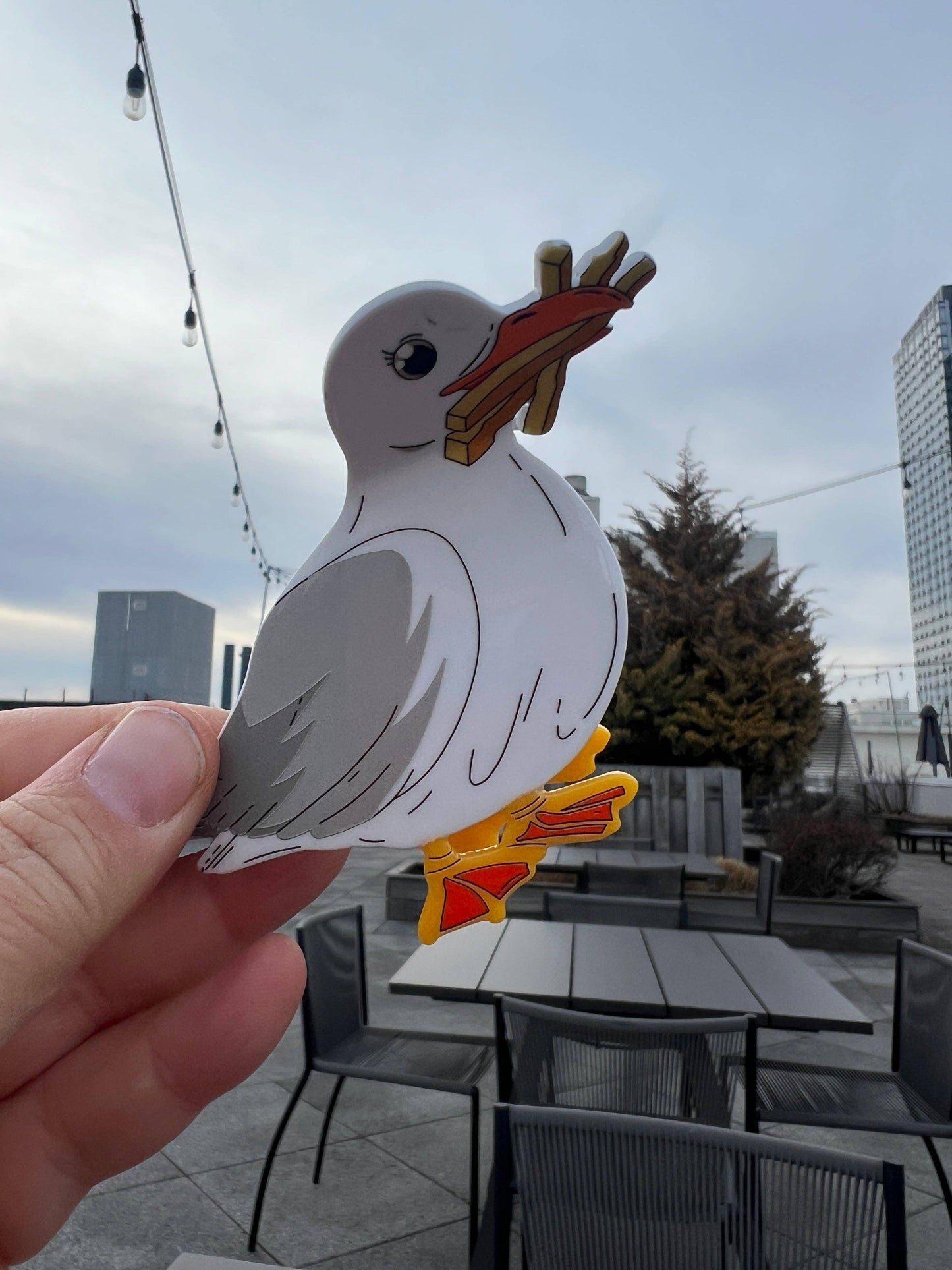 Seagull with French Fries Hair Claw Clip – Whimsical Beachy Chic