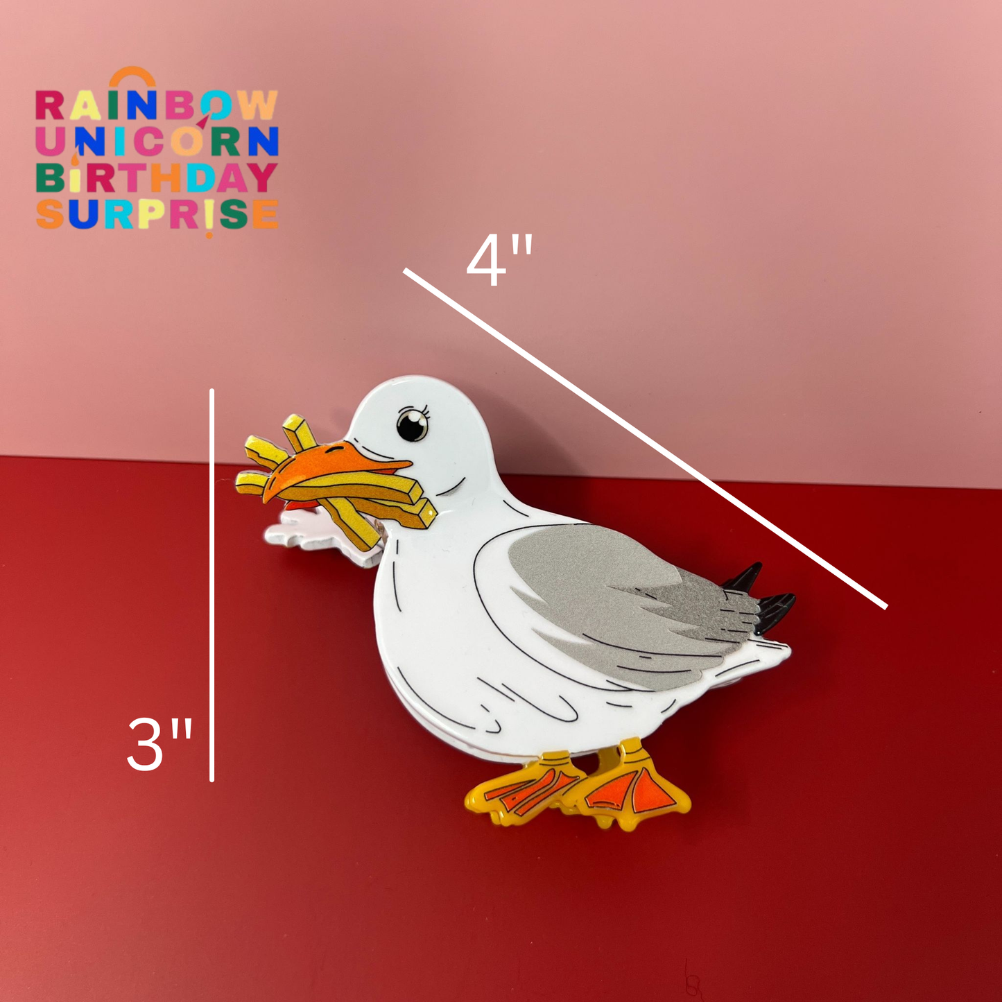 Seagull with French Fries Hair Claw Clip – Whimsical Beachy Chic