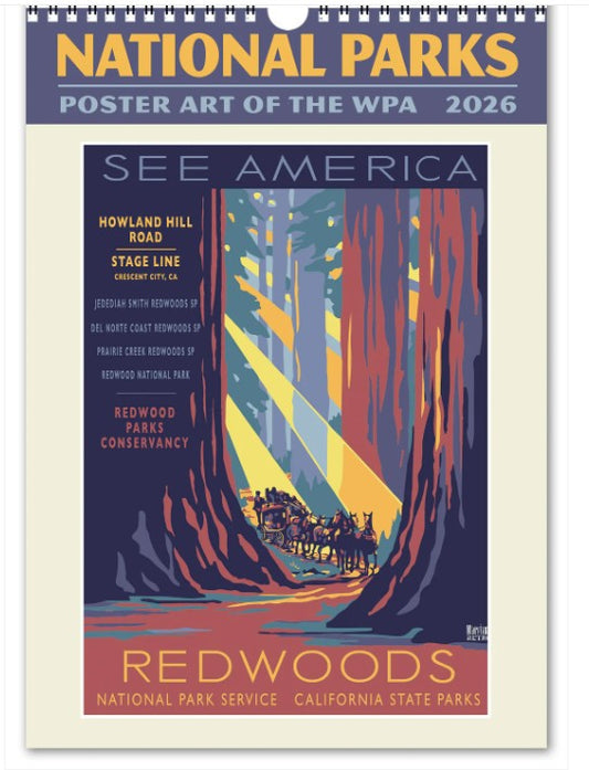 2026 National Parks WPA Poster Art Large Wall Calendar
