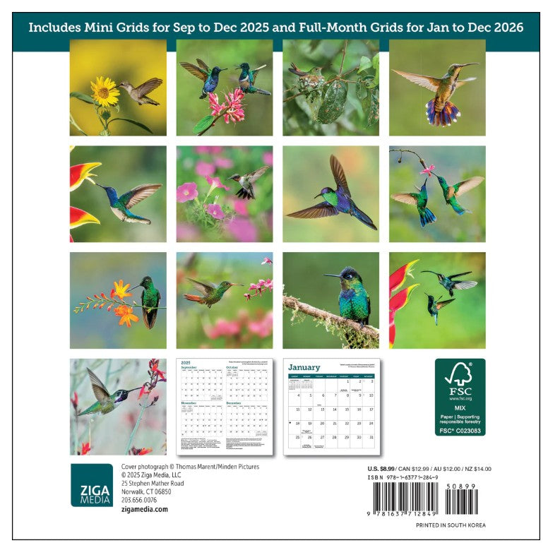 2026 Mini Hummingbirds Calendar