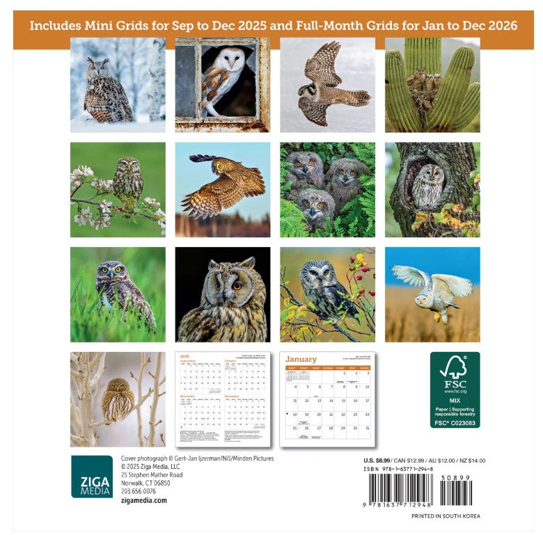 2026 Mini Owls Calendar