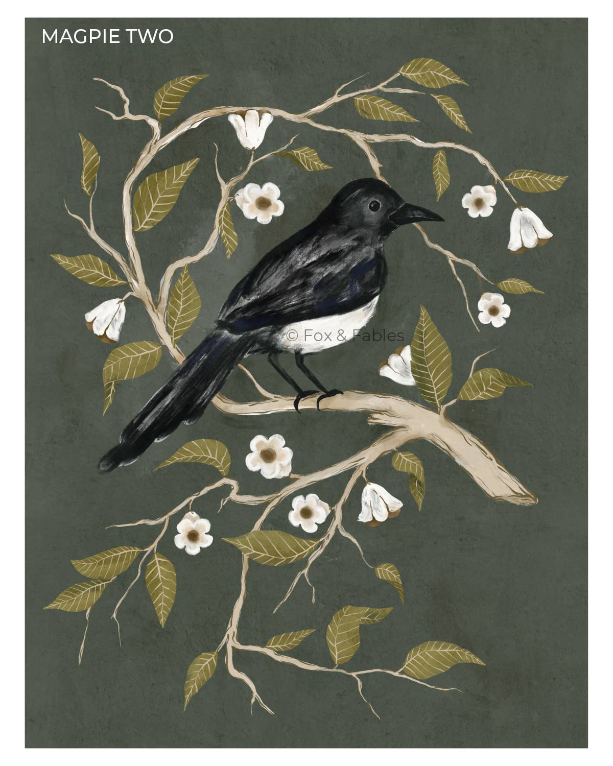 8x10 Art Print - Tale of Two Magpies