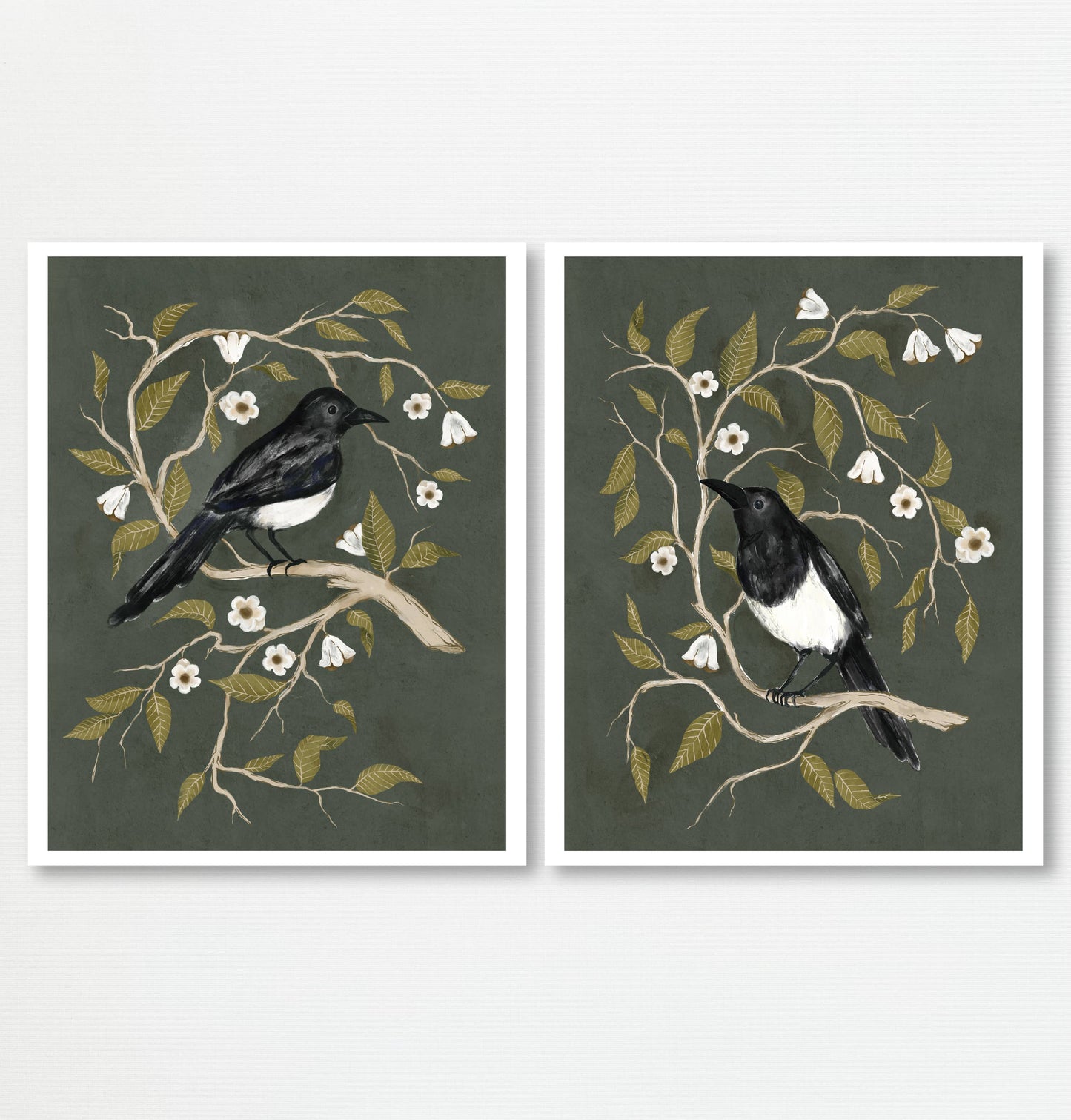 8x10 Art Print - Tale of Two Magpies