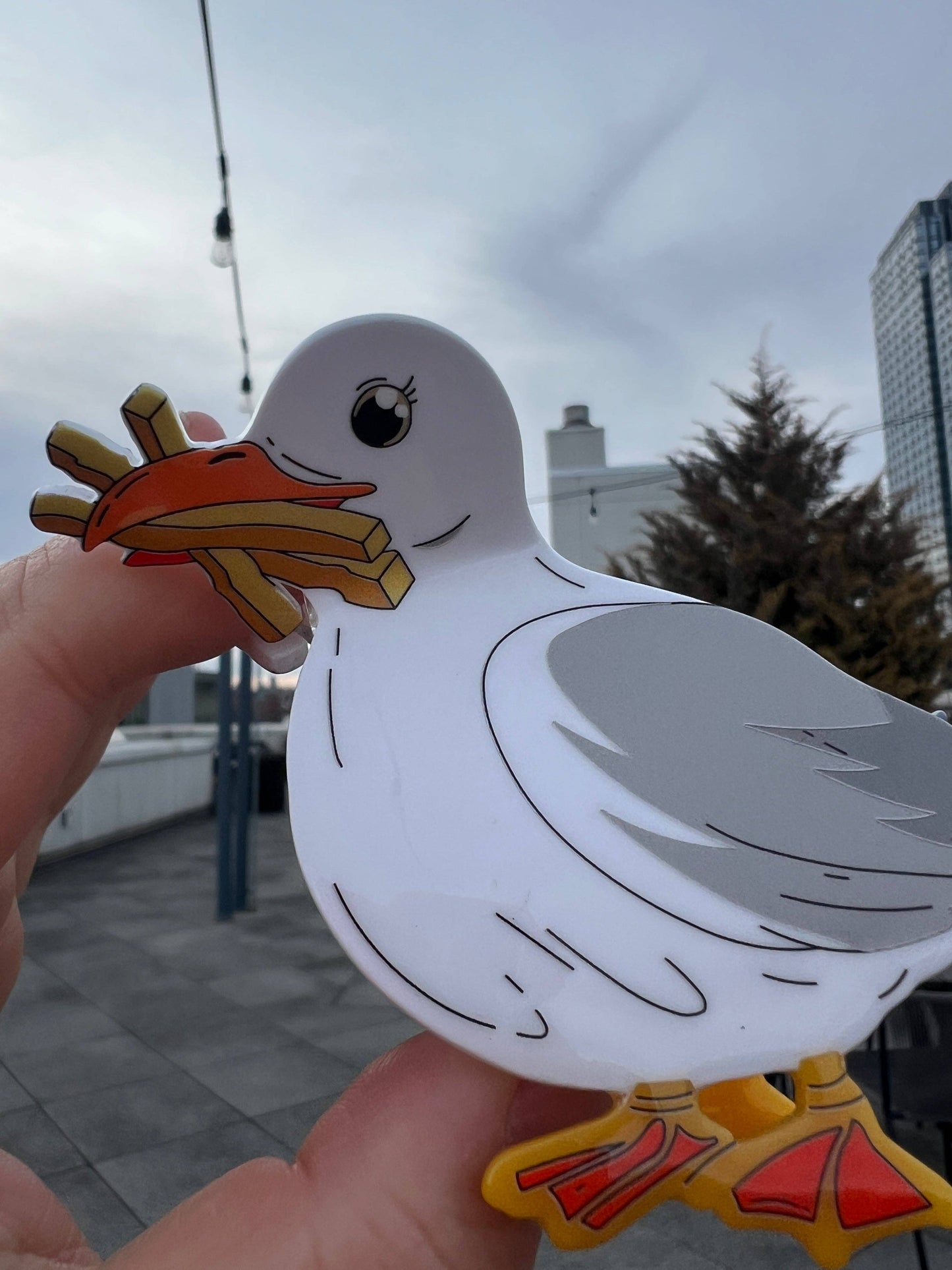 Seagull with French Fries Hair Claw Clip – Whimsical Beachy Chic