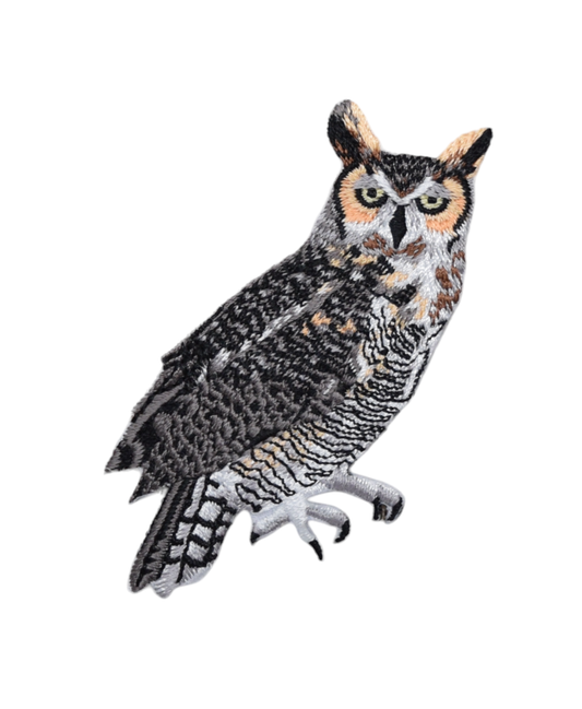 Great Horned Owl - Tiger Stripe - Bird - Nocturnal - Iron on Applique - Embroidered Patch - WA281