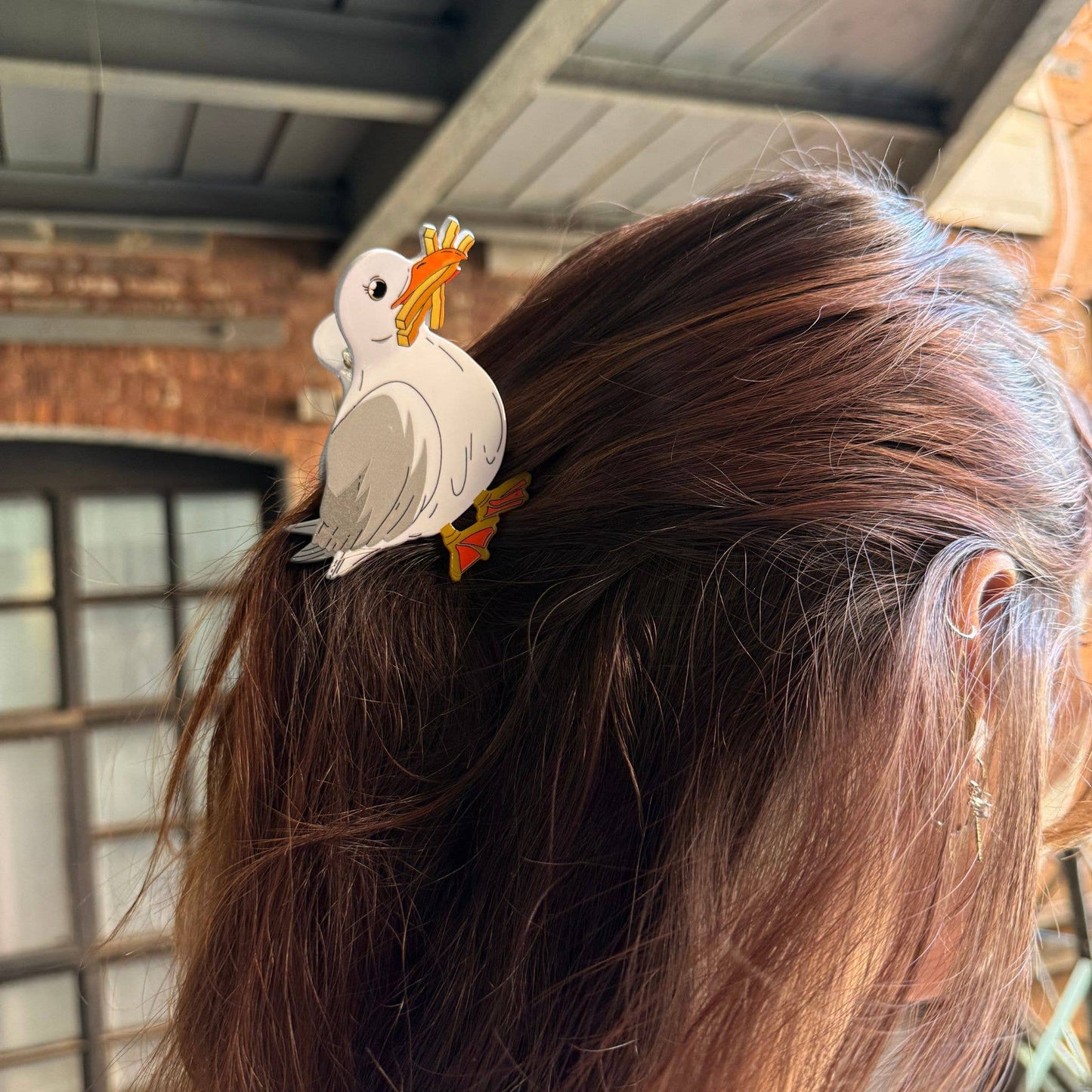 Seagull with French Fries Hair Claw Clip – Whimsical Beachy Chic