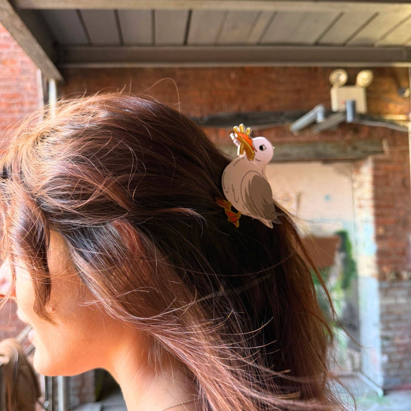 Seagull with French Fries Hair Claw Clip – Whimsical Beachy Chic