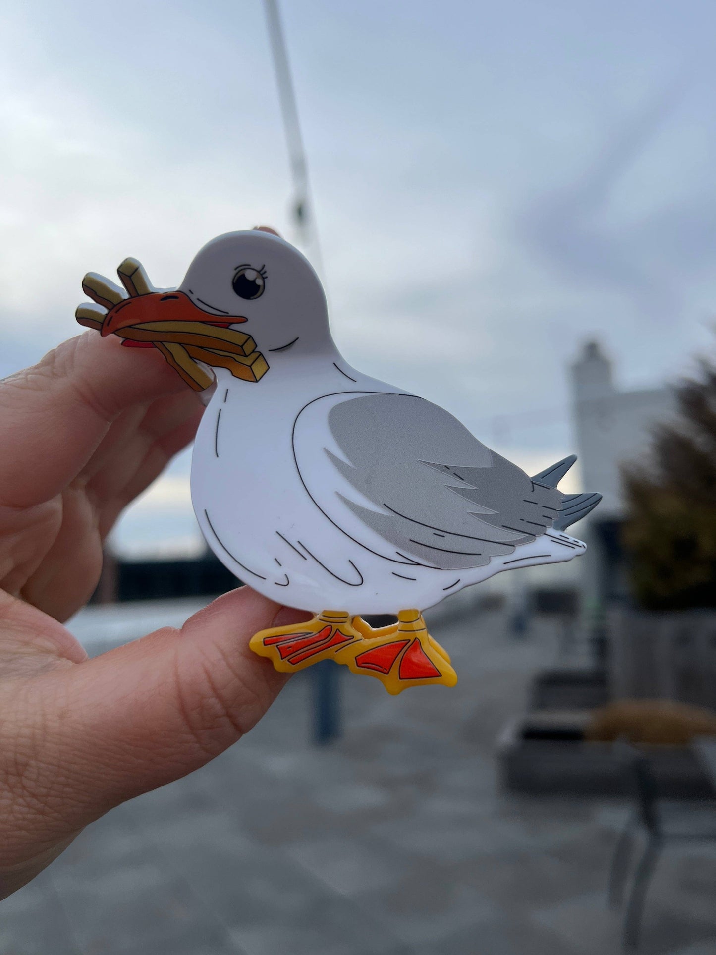 Seagull with French Fries Hair Claw Clip – Whimsical Beachy Chic