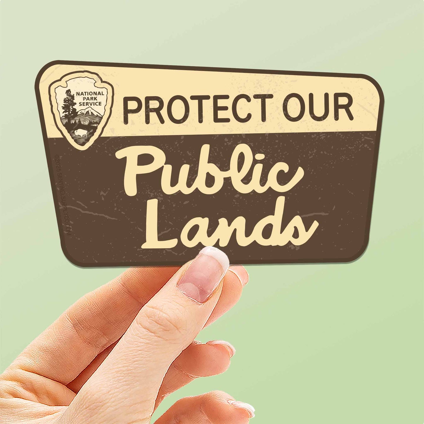 Protect Our Public Lands Sticker- Vintage National Park Sign