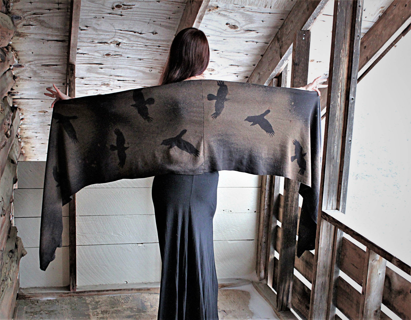 Extra-Long Murder of Crows Scarf Shawl