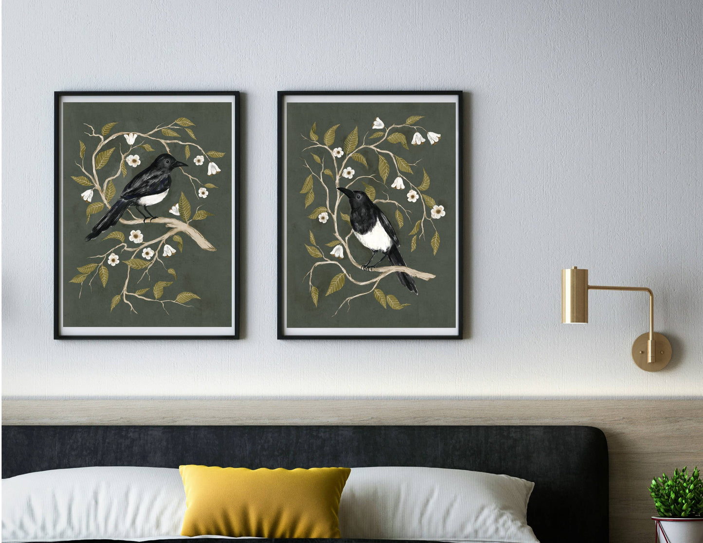 8x10 Art Print - Tale of Two Magpies