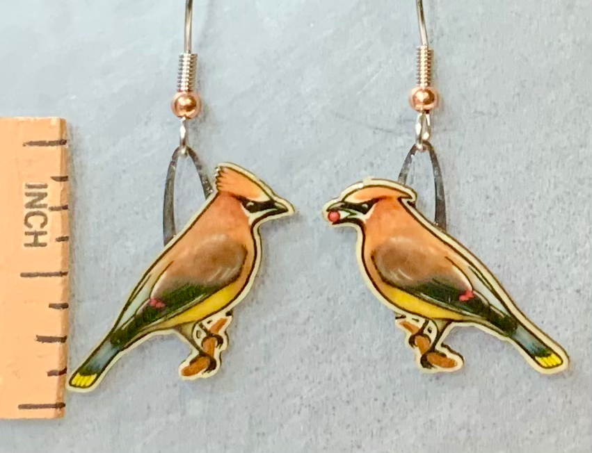 Cedar Waxwing Earring