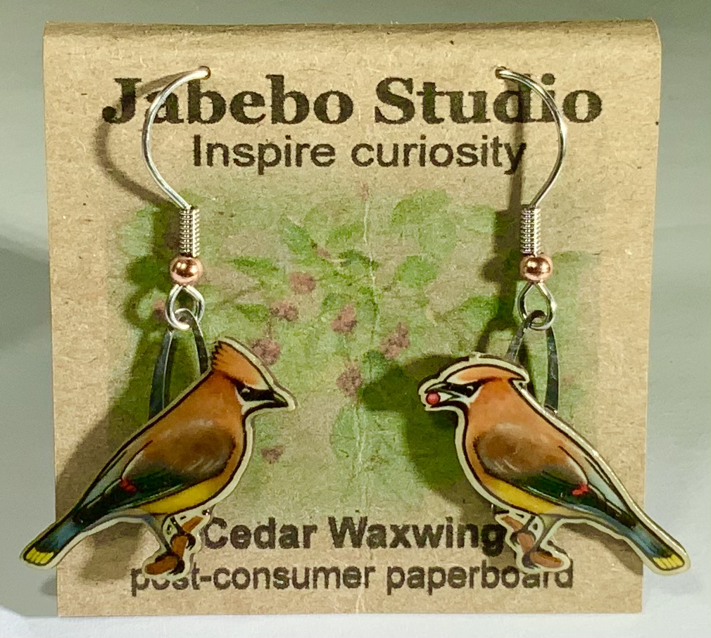 Cedar Waxwing Earring