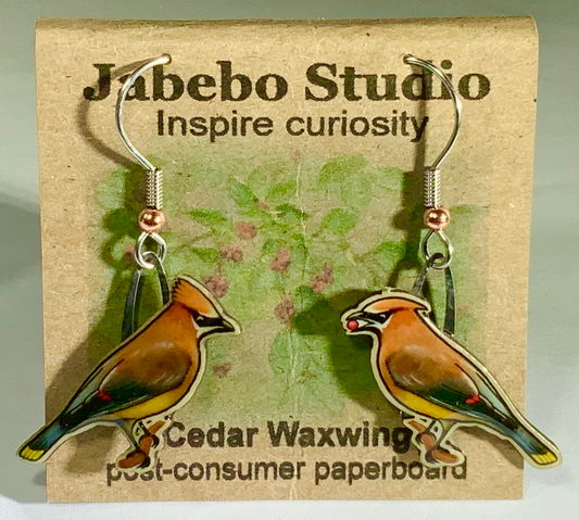 Cedar Waxwing Earring