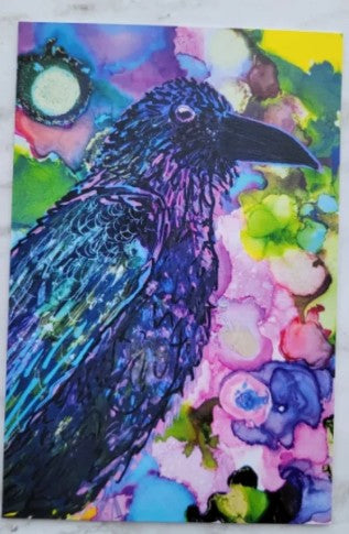 Psychedelic Raven Greeting Card