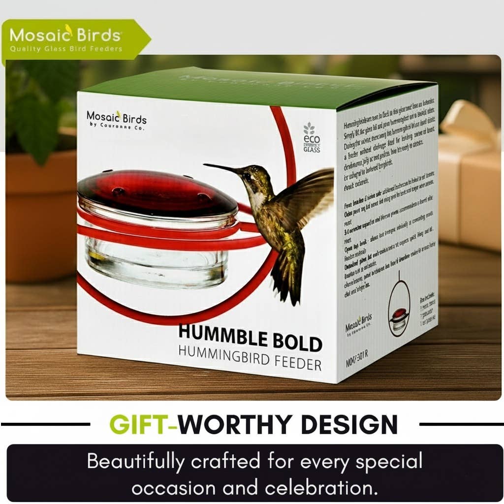 Mosaic Birds Hummble Bold Hummingbird Feeder Red
